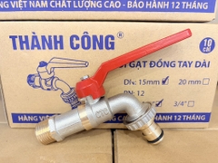 Vòi Đồng 21 Tay Gạt Dài, Tay Gạt 2 Chiều, Thân Đồng Mạ Niken, Bi Đồng, Mõm Vòi Ren 3/4 Lắp Nhanh Dây Máy Giặt, Đầu Vòi Có Giăng Cao Su