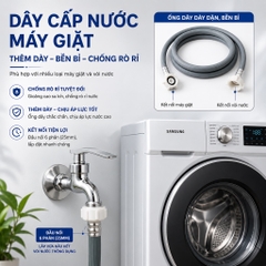 Dây Cấp Nước Máy Giặt Ghi, Dài Đủ 1.5m Nhựa PVC, Màu Ghi, Dây Nhựa Mềm, Chịu Áp Lực Nước, Không Bị Phình, Hai Đầu Ren 27 (3/4), Ren Vừa Tất Cả Hãng Máy Giặt, Chuyên Lắp Máy Giặt Lồng Ngang