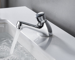 Vòi Lavabo Nhấn Hơi, Vòi Lắp Chậu Rửa Mặt, Vòi Đơn Lạnh, Tiết Kiệm Nước, Tự Động Ngắt Nước, Chất Liệu Đồng Mạ Crom, New