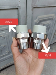 Rắc Co Ren Ngoài 34, Ống PPR 25, Màu Ghi, Chuyên Lắp Trực Tiếp Máy Bơm, Không Cần Lơ Thu 26/20