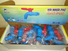 Vòi Nước Nhựa Thái, Tay Gạt 2 Chiều, Nhựa PVC, Tay Đỏ, Size 21/27