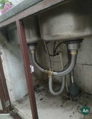 Bộ Xi Phông Đôi Inox 201, Tê Đồng, Lắp Chậu Rửa Bát 2 Hố, Ống Thoái Chun Chất Liệu Inox Bền, Thoát Nước Nhanh, Chống Hôi, Dài 60p