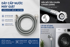 Dây Cấp Nước Máy Giặt Ghi, Dài Đủ 1.5m Nhựa PVC, Màu Ghi, Dây Nhựa Mềm, Chịu Áp Lực Nước, Không Bị Phình, Hai Đầu Ren 27 (3/4), Ren Vừa Tất Cả Hãng Máy Giặt, Chuyên Lắp Máy Giặt Lồng Ngang