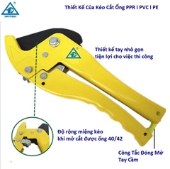 Kéo Cắt Ống Nhiệt PPR 40, Kéo Cắt Ống PPR| PVC|PE Từ Ống 20-40, Kéo Màu Vàng, Lưỡi Sắt, Hàng Loại 1