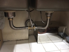 Bộ Xi Phông Đôi Inox 201, Tê Đồng, Lắp Chậu Rửa Bát 2 Hố, Ống Thoái Chun Chất Liệu Inox Bền, Thoát Nước Nhanh, Chống Hôi, Dài 60p