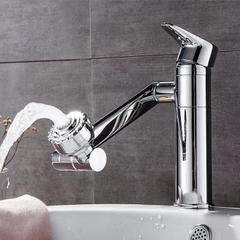 Vòi Chậu Rửa Mặt, Nóng Lạnh, 1 Lỗ, Mạ Crom, Đầu Vòi, Thân Vòi Quay 360 độ, Tiện Dụng, Chất Liệu Đồng