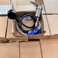 Củ Gật Gù Đồng Mạ Crom Và Bát Sen Lắp Giường Gội Đầu, Dây Bát Nhựa Đen, Kèm 2 Dây Cấp Xanh