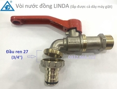Vòi Nước Đồng 21 Linda, Tay Gạt Thông Minh 2 Chiều, Đầu Vòi Lắp Máy Giặt Và Khớp Nối Nhanh