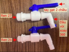 Vòi Nước Nhựa 21 Trắng, Tay Xanh Gạt 2 Chiều, Đầu Vòi Xoay 306