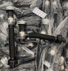 Xi Phông Rửa Mặt Lật Đen, 2 Cửa Thoát, Đầu Inox 304 Lật Bóng, Hai Đường Thoát, Ngăn Mùi Chống Hôi, Đầu Lật, Đuôi Chun PVC, Màu Đen