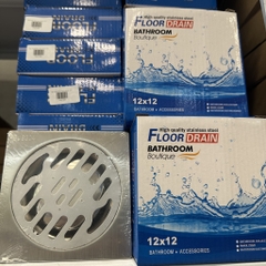 Ga Thoát Sàn Inox 12x12 Floor Drain, Lắp Ống 60-76-90, Loại Mới, Chất Liệu Inox 201