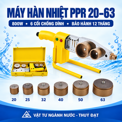 Máy Hàn Nhiệt PPR 20-63, Đầu Hàn Xuyên Tường, Điều Chỉnh Tự Động, Tấm Gia Nhiệt Chống Dính, BH 12 Tháng