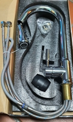 Vòi Chậu Rửa Bát Nóng Lạnh, 1 Lỗ 3 Dây Rút, Chất Liệu Đồng Mạ Crom, Ngổng Chậu Dùng Nhà Bếp