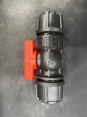 Van Thẳng 25 HDPE, Van Hai Đầu Rắc Co Vặn Ren, Thân Đen Tay Đỏ, Van Khoá Nước Ống HDPE