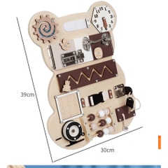 Bảng bận rộn mẫu gấu bằng gỗ cho bé-Busy Board -bikoshop