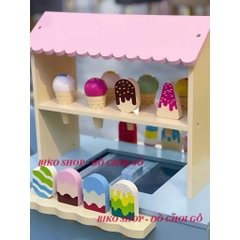 Đồ chơi xe đẩy bán kem xanh 70cm bằng gỗ cho bé-𝐁𝐈𝐊𝐎 𝐒𝐇𝐎𝐏