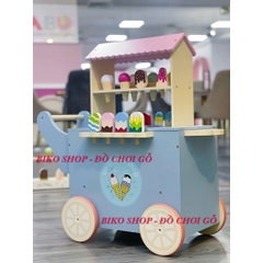 Đồ chơi xe đẩy bán kem xanh 70cm bằng gỗ cho bé-𝐁𝐈𝐊𝐎 𝐒𝐇𝐎𝐏