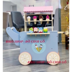 Đồ chơi xe đẩy bán kem xanh 70cm bằng gỗ cho bé-𝐁𝐈𝐊𝐎 𝐒𝐇𝐎𝐏