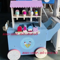 Đồ chơi xe đẩy bán kem xanh 70cm bằng gỗ cho bé-𝐁𝐈𝐊𝐎 𝐒𝐇𝐎𝐏
