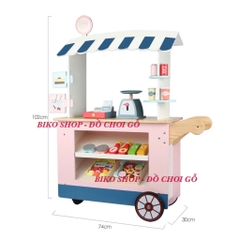 Đồ chơi xe đẩy bán hàng bằng gỗ 102cm