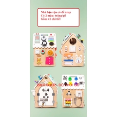 Đồ chơi Nhà bận rộn, bảng bận rộn bằng gỗ có đế xoay-bikoshop