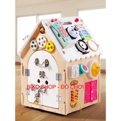 Đồ chơi Nhà bận rộn, bảng bận rộn bằng gỗ có đế xoay-bikoshop