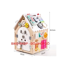 Đồ chơi Nhà bận rộn, bảng bận rộn bằng gỗ có đế xoay-bikoshop
