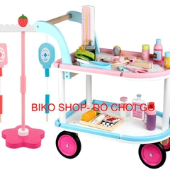 Đồ chơi xe đẩy bác sĩ 2 tầng bằng gỗ cho bé- BikoShop