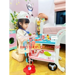 Đồ chơi xe đẩy bác sĩ 2 tầng bằng gỗ cho bé- BikoShop