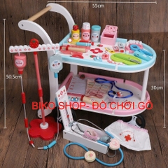 Đồ chơi xe đẩy bác sĩ 2 tầng bằng gỗ cho bé- BikoShop