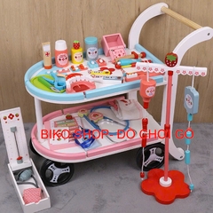 Đồ chơi xe đẩy bác sĩ 2 tầng bằng gỗ cho bé- BikoShop