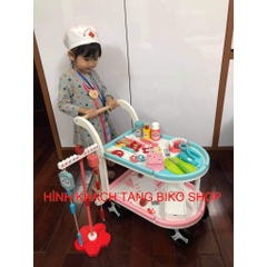 Đồ chơi xe đẩy bác sĩ 2 tầng bằng gỗ cho bé- BikoShop