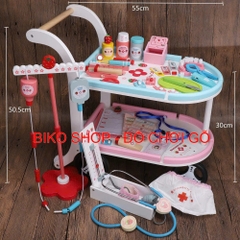 Đồ chơi xe đẩy bác sĩ 2 tầng bằng gỗ cho bé- BikoShop