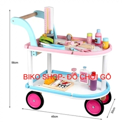 Đồ chơi xe đẩy bác sĩ 2 tầng bằng gỗ cho bé- BikoShop