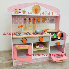 Đồ chơi bếp hồng kèm BBQ 59cm bằng gỗ cho bé