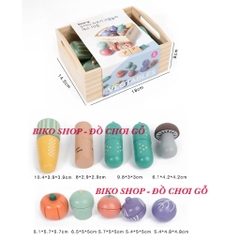 Đồ chơi thực phẩm rau củ quả đồ dùng nhà bếp Kienvy bằng gỗ có khay - 𝐁𝐈𝐊𝐎 𝐒𝐇𝐎𝐏