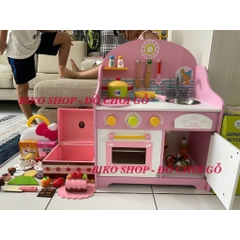 Đồ chơi  bếp lắp ghép hồng bằng gỗ 63cm - 𝐁𝐈𝐊𝐎 𝐒𝐇𝐎𝐏