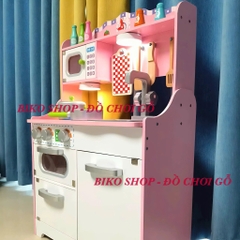 Đồ chơi nhà bếp bằng gỗ mà trắng hồng 85cm- Đồ chơi gỗ cho bé - 𝐁𝐈𝐊𝐎 𝐒𝐇𝐎𝐏