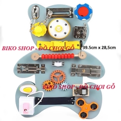 Bảng bận rộn mẫu gấu bằng gỗ cho bé-Busy Board -bikoshop