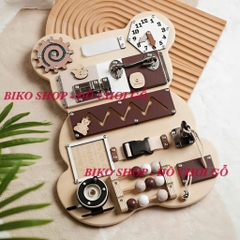 Bảng bận rộn mẫu gấu bằng gỗ cho bé-Busy Board -bikoshop
