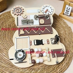 Bảng bận rộn mẫu gấu bằng gỗ cho bé-Busy Board -bikoshop