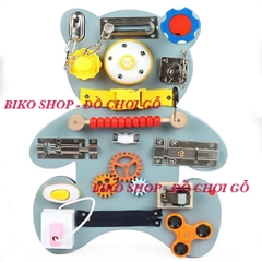 Bảng bận rộn mẫu gấu bằng gỗ cho bé-Busy Board -bikoshop