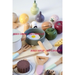 Sét thực phẩm, nồi chảo, bữa sáng, bánh Nunukids bằng gỗ cho bé - 𝐁𝐈𝐊𝐎 𝐒𝐇𝐎𝐏