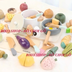 Sét thực phẩm, nồi chảo, bữa sáng, bánh Nunukids bằng gỗ cho bé - 𝐁𝐈𝐊𝐎 𝐒𝐇𝐎𝐏