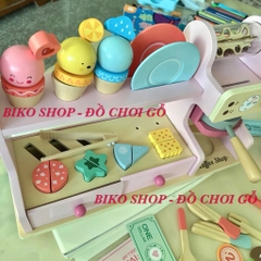 Đồ chơi quầy bán bánh cà phê 21cm bằng gỗ cho bé - 𝐁𝐈𝐊𝐎 𝐒𝐇𝐎𝐏