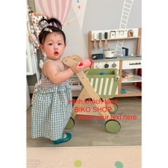 Đồ chơi xe đẩy siêu thị màu xanh bằng gỗ cho bé-𝐁𝐈𝐊𝐎 𝐒𝐇𝐎𝐏