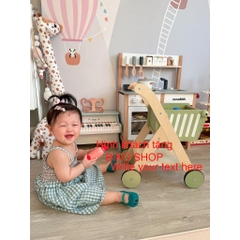 Đồ chơi xe đẩy siêu thị màu xanh bằng gỗ cho bé-𝐁𝐈𝐊𝐎 𝐒𝐇𝐎𝐏