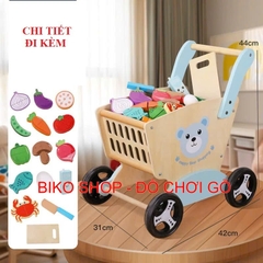 Đồ chơi xe đẩy siêu thị cho bé bằng gỗ cao cấp nhiều mẫu - 𝐁𝐈𝐊𝐎 𝐒𝐇𝐎𝐏