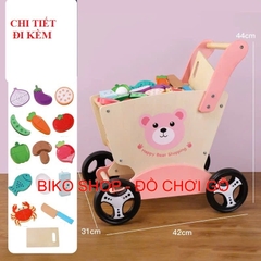 Đồ chơi xe đẩy siêu thị cho bé bằng gỗ cao cấp nhiều mẫu - 𝐁𝐈𝐊𝐎 𝐒𝐇𝐎𝐏