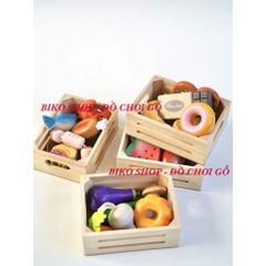 Đồ chơi củ quả thực phẩm Toywoo bằng gỗ có khay - 𝐁𝐈𝐊𝐎 𝐒𝐇𝐎𝐏